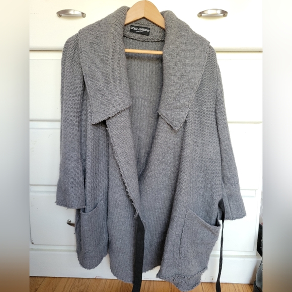 Dolce & Gabbana Grey Sweater Cardigan  44 Shawl Collar - Picture 5 of 9